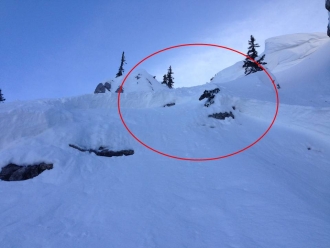 Avalanche - Dogleg Chute north of Bridger Bowl 